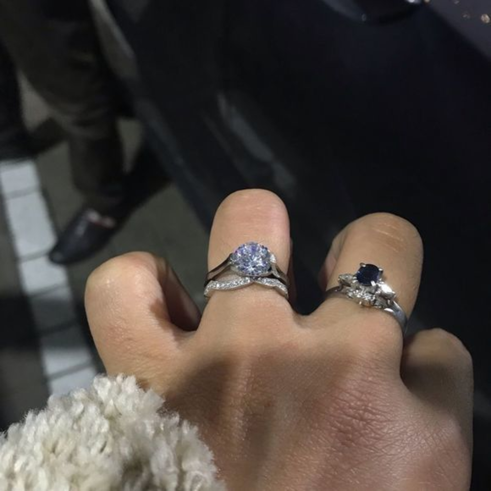 2 cz diamond 💍 engagement ring‎